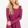 Bella Ella Boutique Fine By Me Berry Purple Cold Shoulder Top