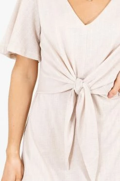 Bella Ella Boutique Finishing Touch Knee-Length Dress -Bella Ella Sales Finishing Touch Beige Dress Detail 5000x