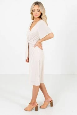Bella Ella Boutique Finishing Touch Knee-Length Dress -Bella Ella Sales Finishing Touch Beige Dress Side 5000x