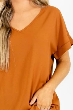 Zenana First Kiss V-Neck Blouse 37 Zenana First Kiss V-Neck Blouse -Bella Ella Sales First Kiss Orange Blouse Detail 5000x
