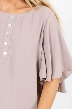 Zenana Focus On The Good Button Blouse 28 Zenana Focus On The Good Button Blouse -Bella Ella Sales Focus on the Good Brown Blouse Detail 5000x