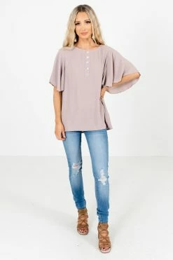 Zenana Focus On The Good Button Blouse 27 Zenana Focus On The Good Button Blouse -Bella Ella Sales Focus on the Good Brown Blouse Full Front 5000x