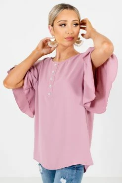 Zenana Focus On The Good Button Blouse 33 Zenana Focus On The Good Button Blouse -Bella Ella Sales Focus on the Good Pink Blouse Side 5000x