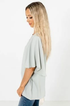 Zenana Focus On The Good Button Blouse 32 Zenana Focus On The Good Button Blouse -Bella Ella Sales Focus on the Good Sage Blouse Side 5000x