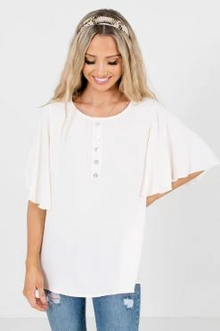 Zenana Focus On The Good Button Blouse 24 Zenana Focus On The Good Button Blouse -Bella Ella Sales Focus on the Good White Blouse Front 5000x