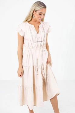 Blu Pepper Folklore Beige Midi Dress