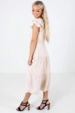 Blu Pepper Folklore Beige Midi Dress -Bella Ella Sales Folklore Beige Dress Side 5000x