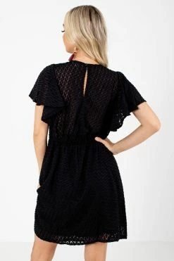 L Love Inc Forward Thinking Textured Mini Dress -Bella Ella Sales Forward Thinking Black Dress Back 5000x