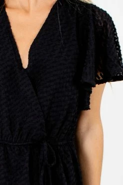 L Love Inc Forward Thinking Textured Mini Dress -Bella Ella Sales Forward Thinking Black Dress Detail 5000x