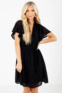 L Love Inc Forward Thinking Textured Mini Dress -Bella Ella Sales Forward Thinking Black Dress Front 5000x