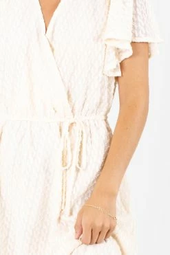 L Love Inc Forward Thinking Textured Mini Dress -Bella Ella Sales Forward Thinking Cream Dress Detail 5000x