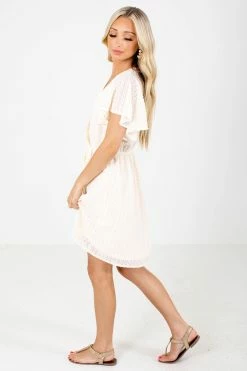 L Love Inc Forward Thinking Textured Mini Dress -Bella Ella Sales Forward Thinking Cream Dress Side 5000x