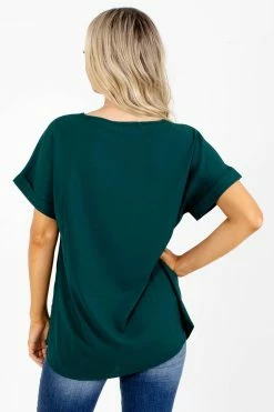 Zenana First Kiss V-Neck Blouse 49 Zenana First Kiss V-Neck Blouse -Bella Ella Sales Frist Kiss Green Blouse Back 5000x