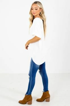 Zenana First Kiss V-Neck Blouse 41 Zenana First Kiss V-Neck Blouse -Bella Ella Sales Frist Kiss White Blouse Side 5000x