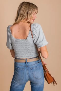 Lovetree From The Shore Crop Top -Bella Ella Sales FromTheShore Smocked Crop Top 3 5000x