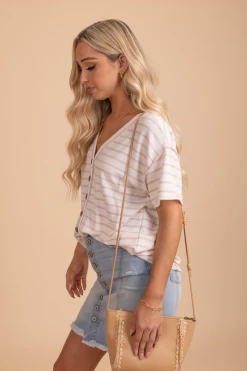 Bibi Fun Loving Striped Top -Bella Ella Sales FunLovingStripedTop PinkSide 5000x