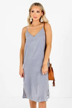 Bella Ella Boutique Girls Night Gray Satin Knee-Length Dress 12 Bella Ella Boutique Girls Night Gray Satin Knee-Length Dress -Bella Ella Sales Girls Night Gray Dress Front2 5000x