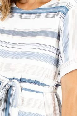 Ces Femme Going Nautical Blue Striped Knee-Length Dress -Bella Ella Sales Going Nautical Blue Dress Detail 5000x