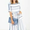 Ces Femme Going Nautical Blue Striped Knee-Length Dress