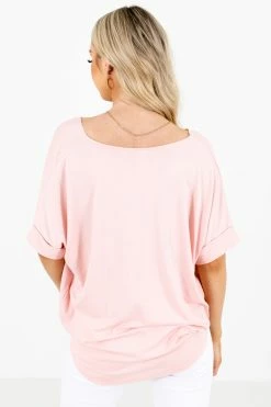 Zenana Going Steady Short Sleeve Blouse 46 Zenana Going Steady Short Sleeve Blouse -Bella Ella Sales GoingSteadyBlouseBlushBack 5000x