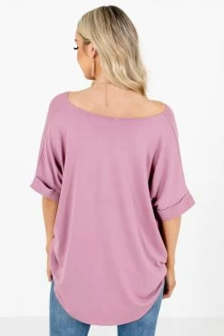 Zenana Going Steady Short Sleeve Blouse 48 Zenana Going Steady Short Sleeve Blouse -Bella Ella Sales GoingSteadyBlousePinkBack 5000x