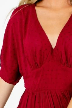 Polagram Gorgeous Girl Midi Dress -Bella Ella Sales Gorgeous Girl Burgundy Dress Detail 5000x