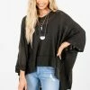 Bella Ella Boutique Joyful Heart Charcoal Gray Sweater Poncho