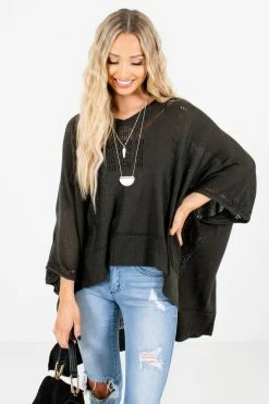 Bella Ella Boutique Joyful Heart Charcoal Gray Sweater Poncho