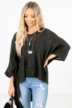 Bella Ella Boutique Joyful Heart Charcoal Gray Sweater Poncho -Bella Ella Sales Joyful Heart Charcoal Poncho Front 5000x