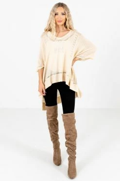 Bella Ella Boutique Joyful Heart Cream Sweater Poncho -Bella Ella Sales Joyful Heart Cream Poncho Full Front2 5000x