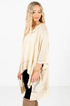 Bella Ella Boutique Joyful Heart Cream Sweater Poncho -Bella Ella Sales Joyful Heart Cream Poncho Side 5000x