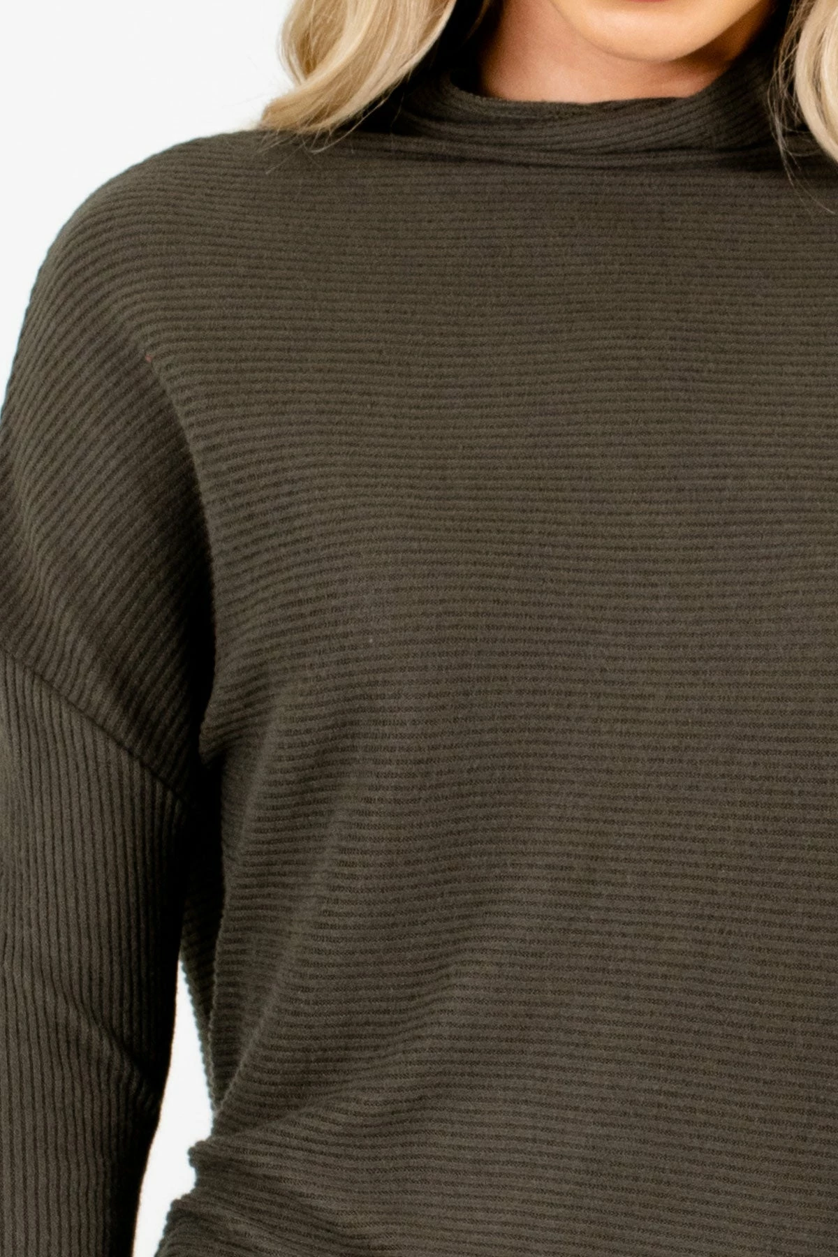 Bella Ella Boutique Just My Type Dark Olive Sweater 3 Bella Ella Boutique Just My Type Dark Olive Sweater - Image 3