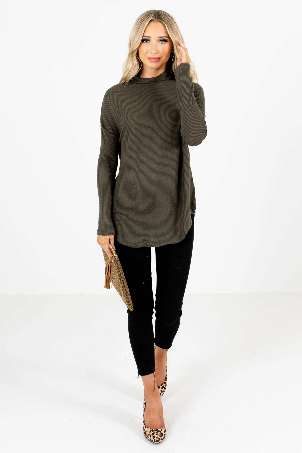 Bella Ella Boutique Just My Type Dark Olive Sweater 5 Bella Ella Boutique Just My Type Dark Olive Sweater - Image 5