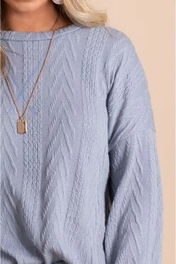 7th Ray Just For You Textured Pullover Sweater -Bella Ella Sales JustForYouTexturedPulloverSweaterbluecloseup 5000x