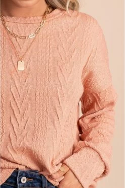 7th Ray Just For You Textured Pullover Sweater -Bella Ella Sales JustForYouTexturedPulloverSweaterblushcloseup 5000x