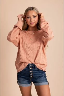 7th Ray Just For You Textured Pullover Sweater -Bella Ella Sales JustForYouTexturedPulloverSweaterblushfront 5000x