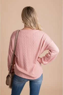 7th Ray Just For You Textured Pullover Sweater -Bella Ella Sales JustForYouTexturedPulloverSweaterpinkback 5000x