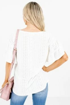 Bibi Just You & I Eyelet Top -Bella Ella Sales JustYou IWhiteBlouseBack 5000x