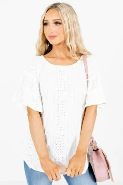 Bibi Just You & I Eyelet Top -Bella Ella Sales JustYou IWhiteBlouseFront 5000x