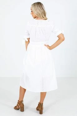 Sweet Claire Kiss Somebody White Midi Dress -Bella Ella Sales Kiss Somebody White Dress Back 5000x