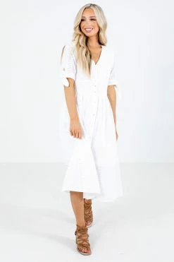 Sweet Claire Kiss Somebody White Midi Dress -Bella Ella Sales Kiss Somebody White Dress Full Front2 5000x