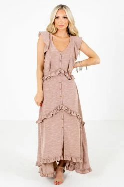 Wishlist Kiss You Goodnight Brown Maxi Dress -Bella Ella Sales Kiss You Goodnight Brown Dress Front2 5000x