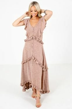 Wishlist Kiss You Goodnight Brown Maxi Dress