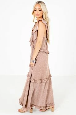Wishlist Kiss You Goodnight Brown Maxi Dress -Bella Ella Sales Kiss You Goodnight Brown Dress Side 5000x