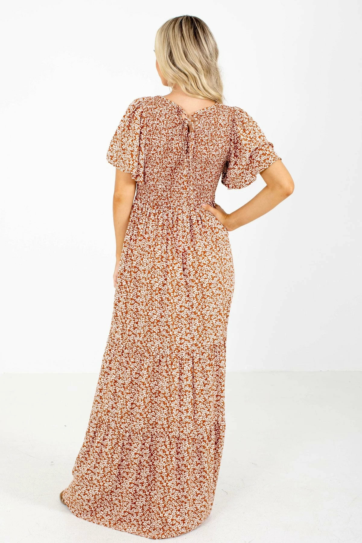 In Loom Leave Them Speechless Rust Floral Maxi Dress 2 In Loom Leave Them Speechless Rust Floral Maxi Dress - Image 2