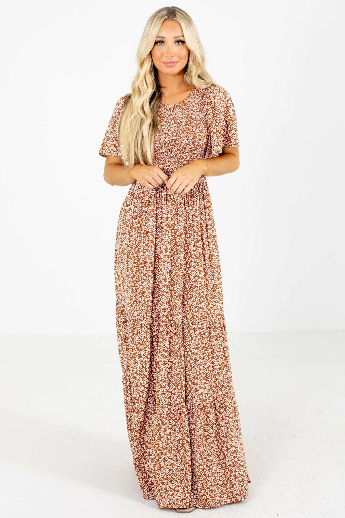 In Loom Leave Them Speechless Rust Floral Maxi Dress 1 In Loom Leave Them Speechless Rust Floral Maxi Dress
