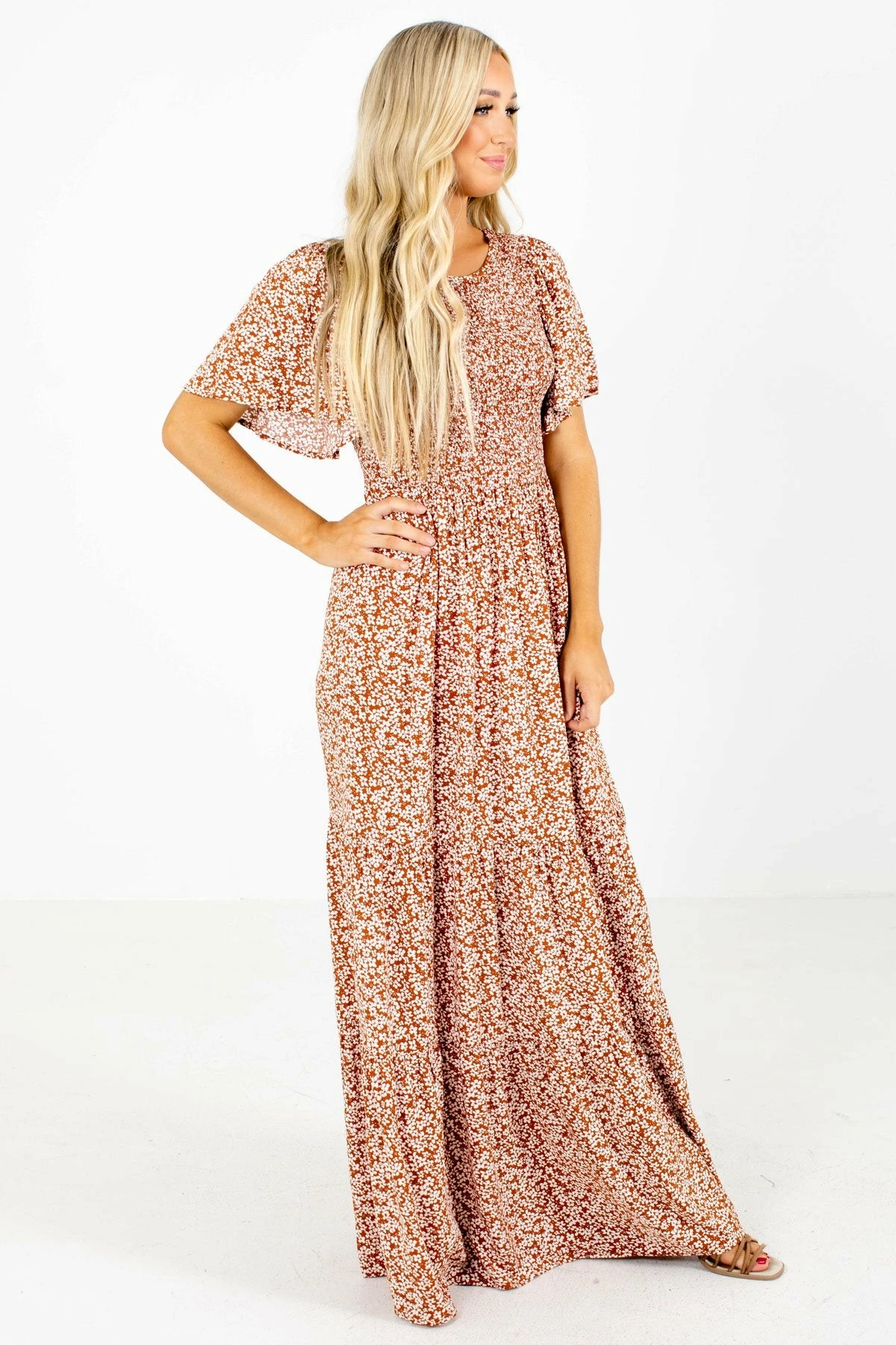 In Loom Leave Them Speechless Rust Floral Maxi Dress 6 In Loom Leave Them Speechless Rust Floral Maxi Dress - Image 6