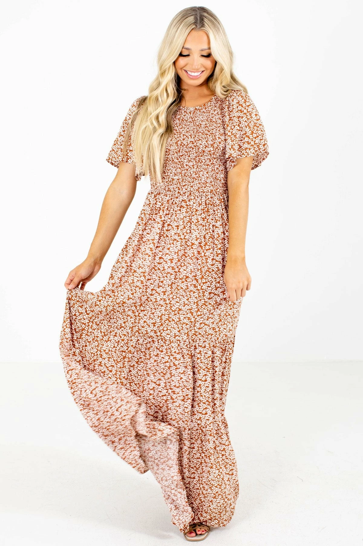 In Loom Leave Them Speechless Rust Floral Maxi Dress 4 In Loom Leave Them Speechless Rust Floral Maxi Dress - Image 4