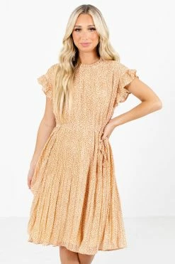 Tea N Rose Letters Of Love Orange Floral Knee-Length Dress