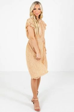 Tea N Rose Letters Of Love Orange Floral Knee-Length Dress -Bella Ella Sales Letters of Love Orange Dress Full Front 5000x